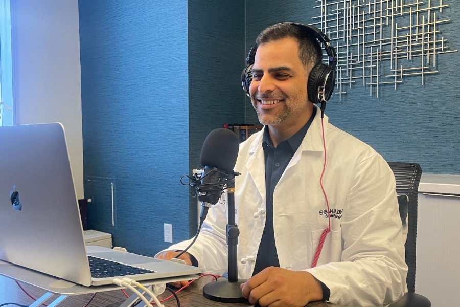 dr jazini recording a podcast ep 60