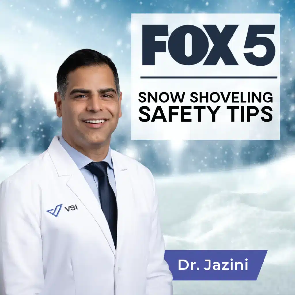 dr jazini against a snowy scene