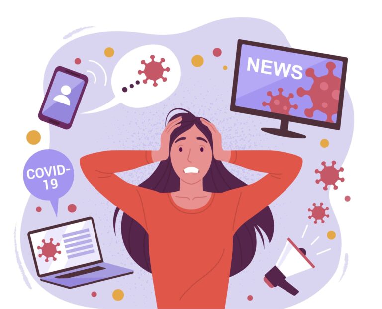 Graphic with online resources stressing out a girl