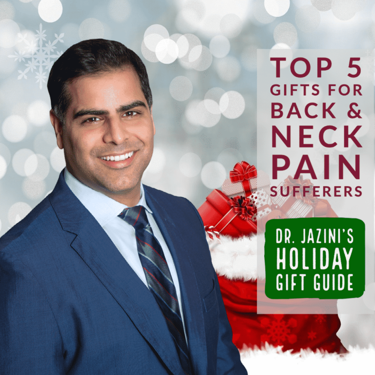 Dr. Jazini gift guide graphic for back and neck pain sufferers