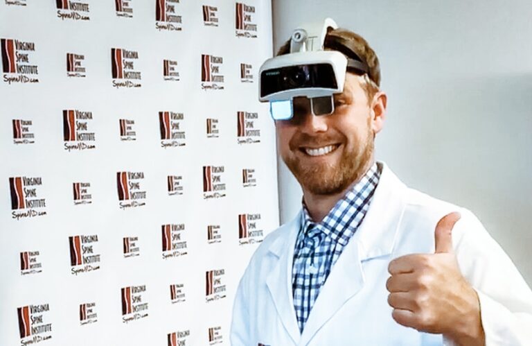 Doctor wearing augmetics headset