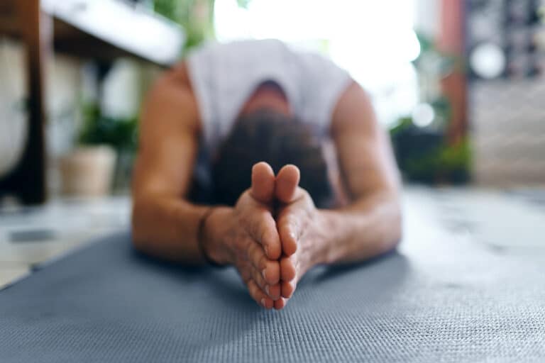 Dr. Jazini going through a yoga routine