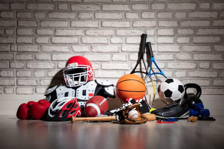 sports equipment on floor
