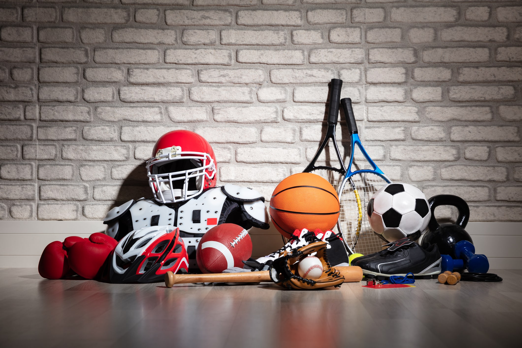 sports equipment on floor